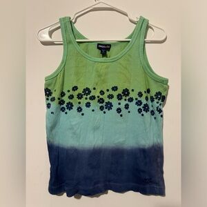 Vintage Y2K Limited Too Girl’s Green & Blue Ombré & Floral Print Tank Top